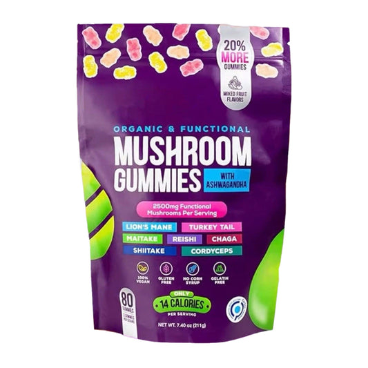 Focus & Calm Mushroom Gummies – 2500mg med Lion’s Mane & Ashwagandha (80 st)