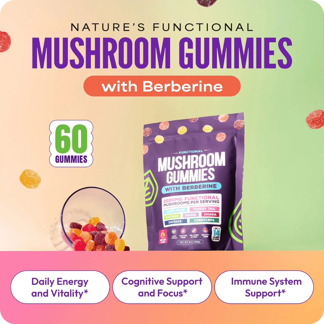 Focus & Calm Mushroom Gummies – 2500mg med Lion’s Mane & Ashwagandha (80 st)